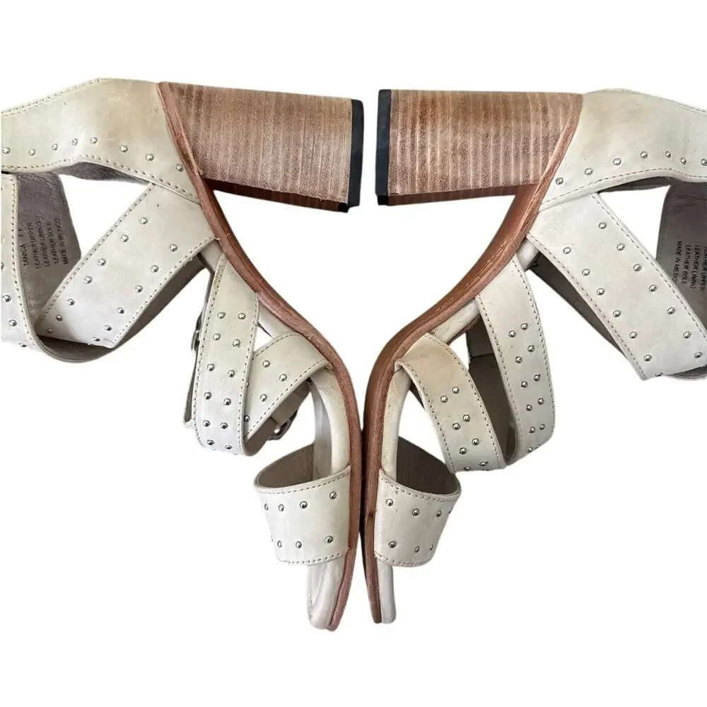FREEBIRD BY STEVEN Tanica Off White Leather Heeled Sandal Western Size 11